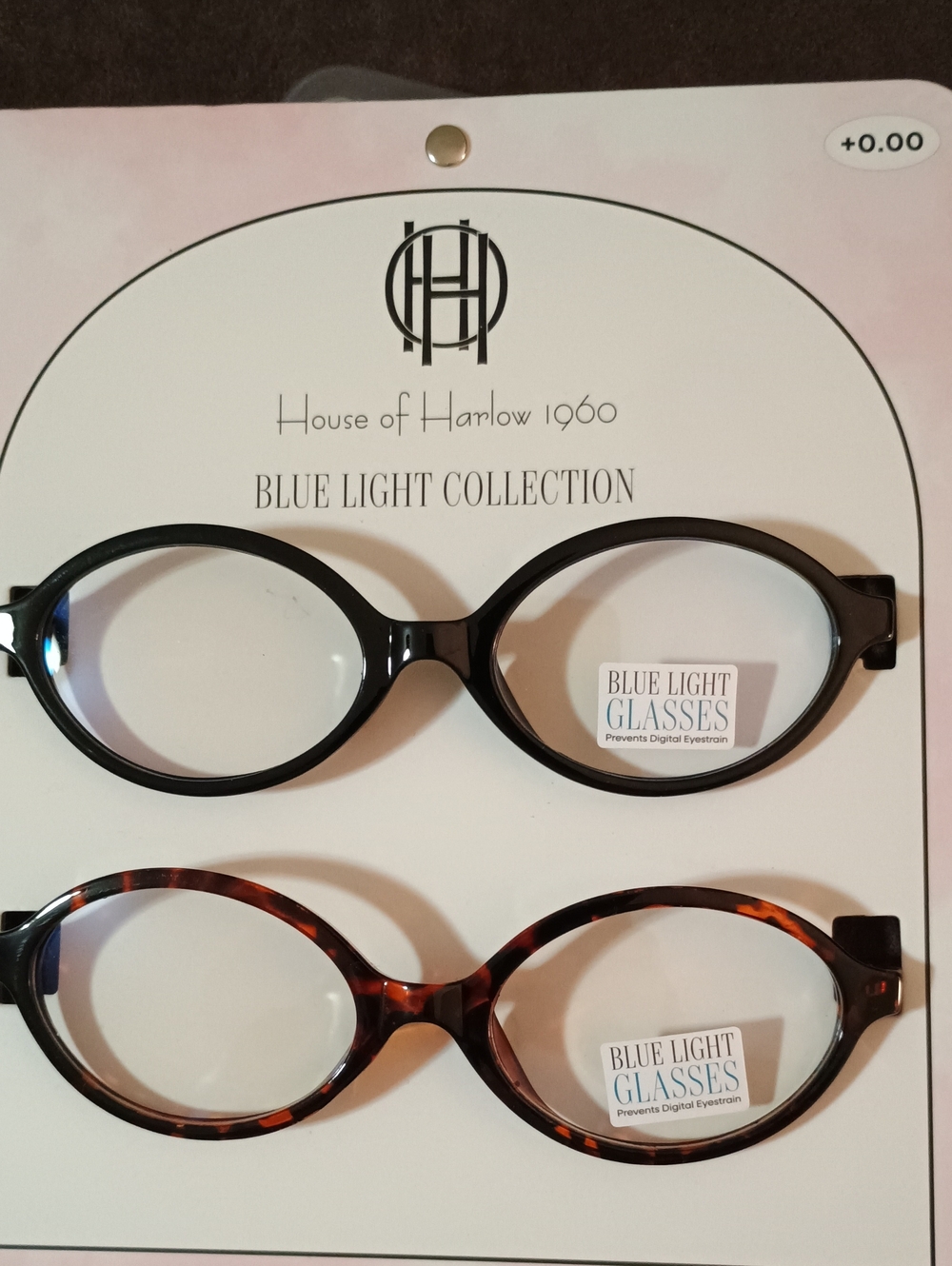 NWT House of Harlow 1960 Blue Light Glasses Set of 2 Black Tortoiseshell